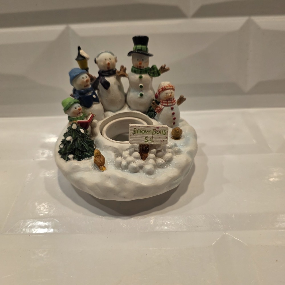 Candle‎ Capper Winter Scene Candle Carolers Topper Snowman Family Holiday